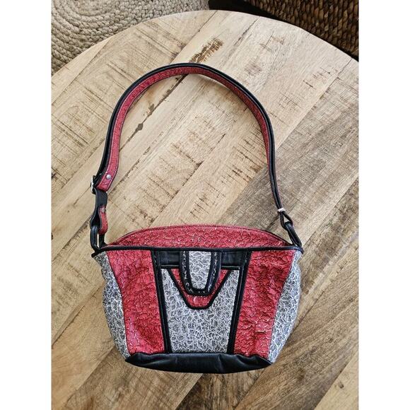 D’Onofrio Leather Designs Handcrafted Shoulder Bag Black Red USA - Picture 6 of 12